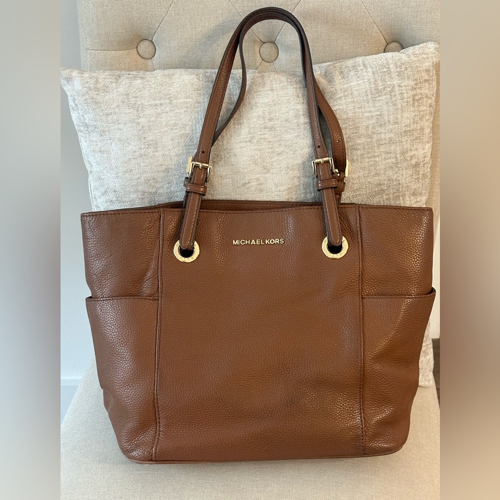 Large camel leather Michael Kors tote bag
